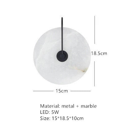Marble Circular Wall Lamp, Minimalist Nordic Designer LED Lights for Bedroom & Study
