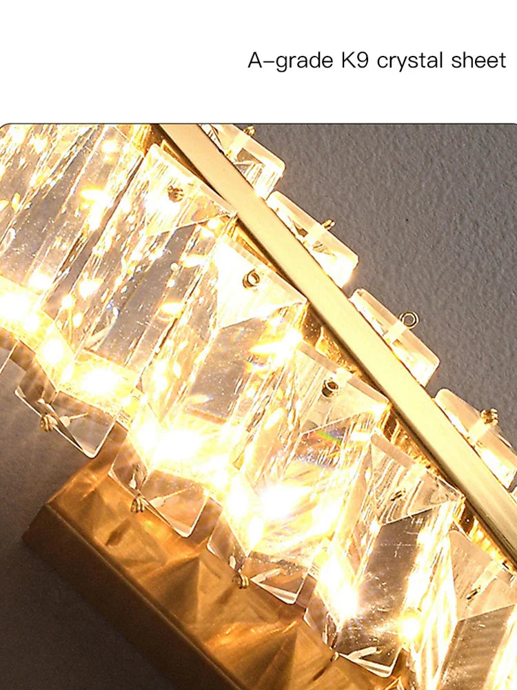 Crystal LED Wall Sconce - Golden Bedroom Bathroom Living Room Mirror Decorluxury Wall Lamp