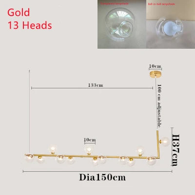 Double Glass Lampshade Chandelier with LED Suspension – Stylish Ceiling Fixture for Dining Room