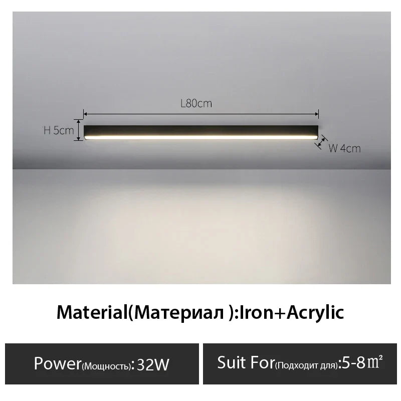 Long Strip LED Ceiling Lights for Balcony, Bedroom, Living Room, Kitchen, Dining Room & More