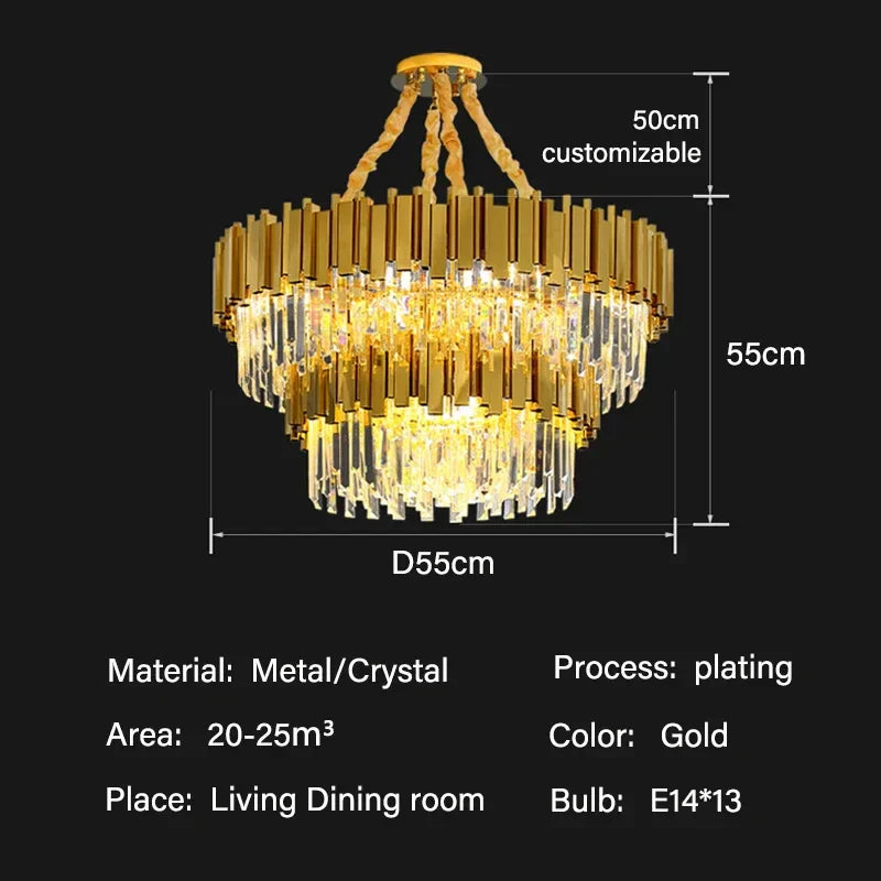 Crystal Oval Round Chandelier: Luxury Nordic Modern LED Lighting for Home and Bar