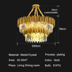Crystal Oval Round Chandelier: Luxury Nordic Modern LED Lighting for Home and Bar