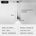 Long Tube LED Pendant Light for Bedside, Dining Room, Bar - Modern Minimalist Design