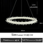 Luxury Crystal LED Chandelier | Dimmable Ring Gloss Ceiling Chandelier for Modern Living Room