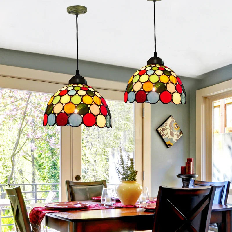 Tiffany Pendant Lamp: Colorful Retro Decor Chandeliers for Dining & Bedroom Lighting