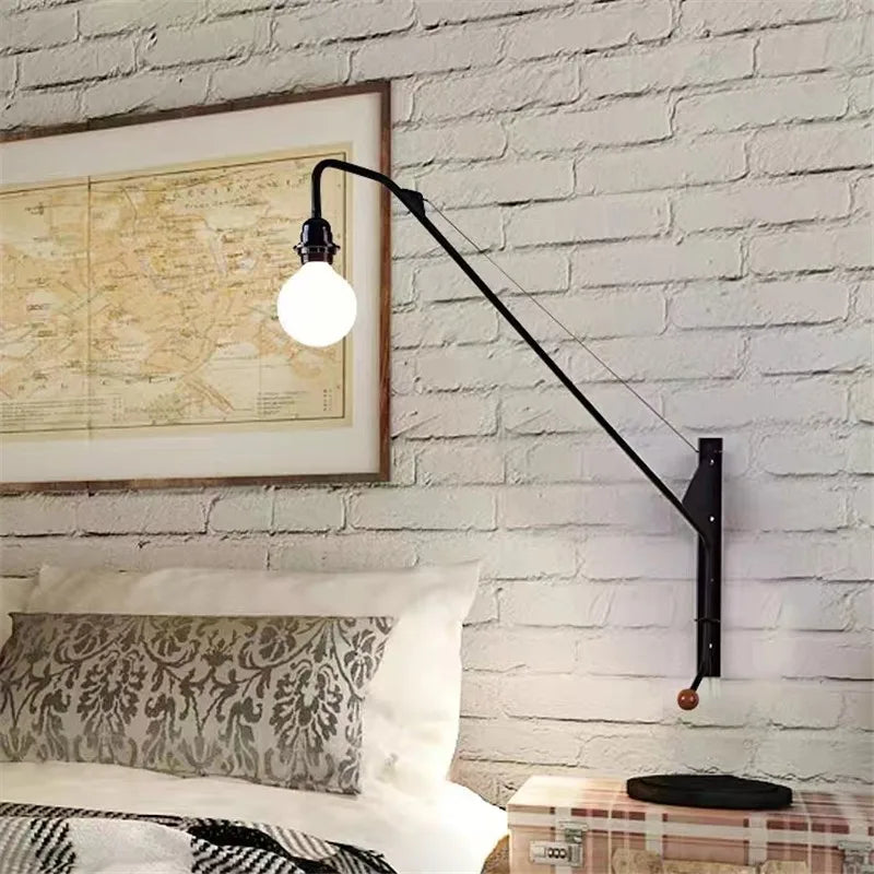 Industrial Pipe Swing Arm Wall Lamp for Loft Kitchen Decor
