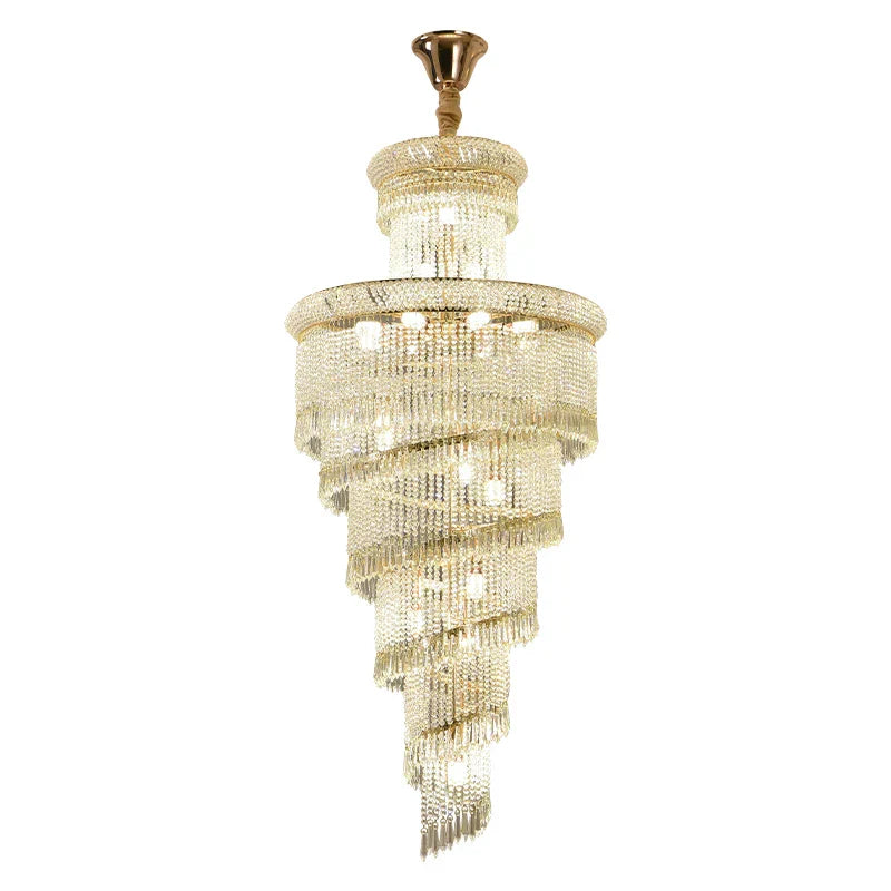 Crystal Spiral Staircase Chandelier for High-end Sales Office Hall Lighting
