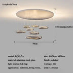 Chrome LED Pendant Lights: Modern Water Droplets Chandeliers for Living, Dining, Bedroom.