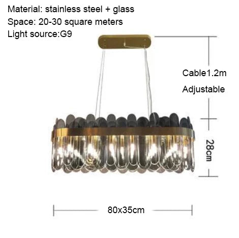 Nordic Glass LED Chandelier for Living Spaces, Hotels, and Restaurants