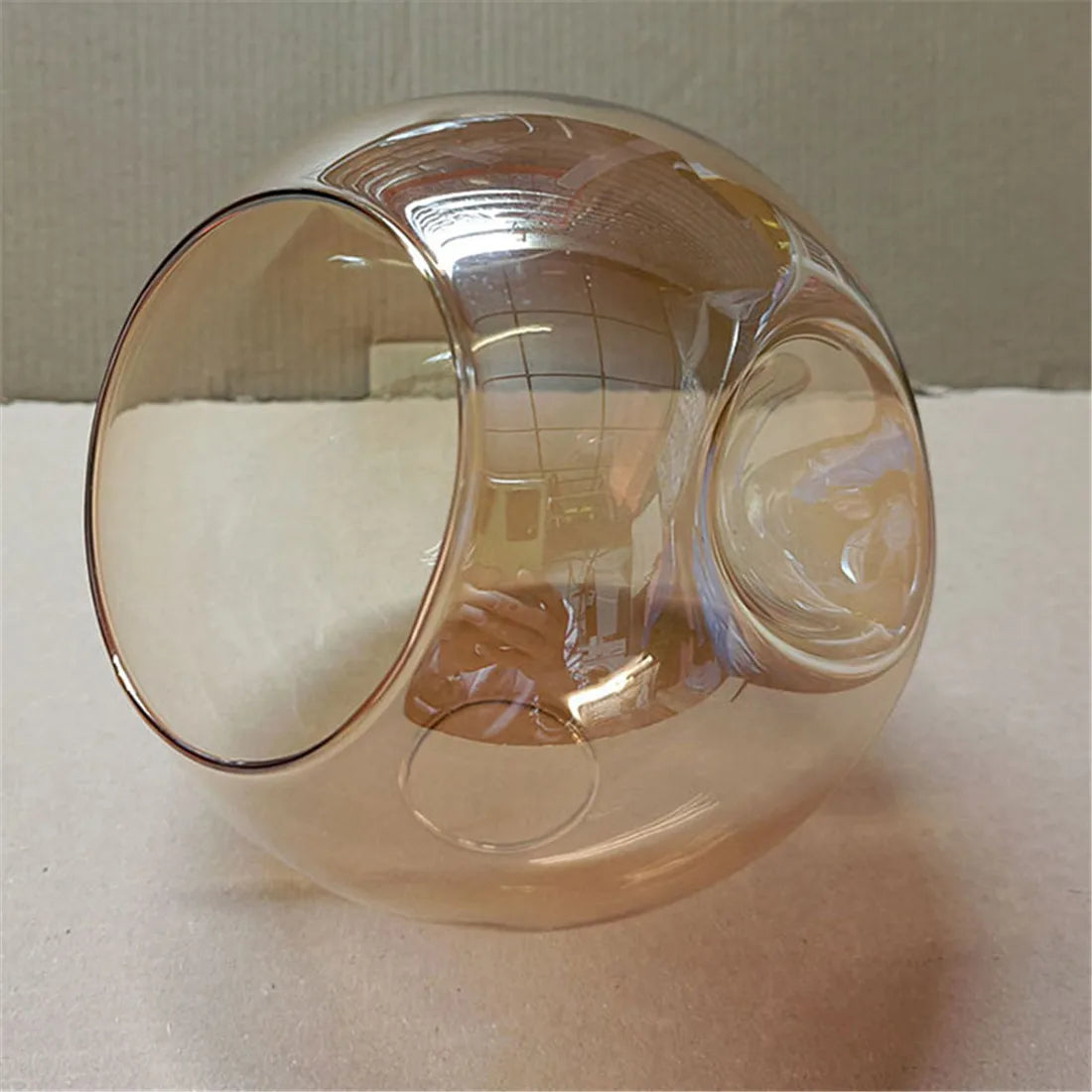 Side Opening Glass Shade Replacement for E27 Socket, D15cm, 45°C - Table Lamp Chandelier Cover