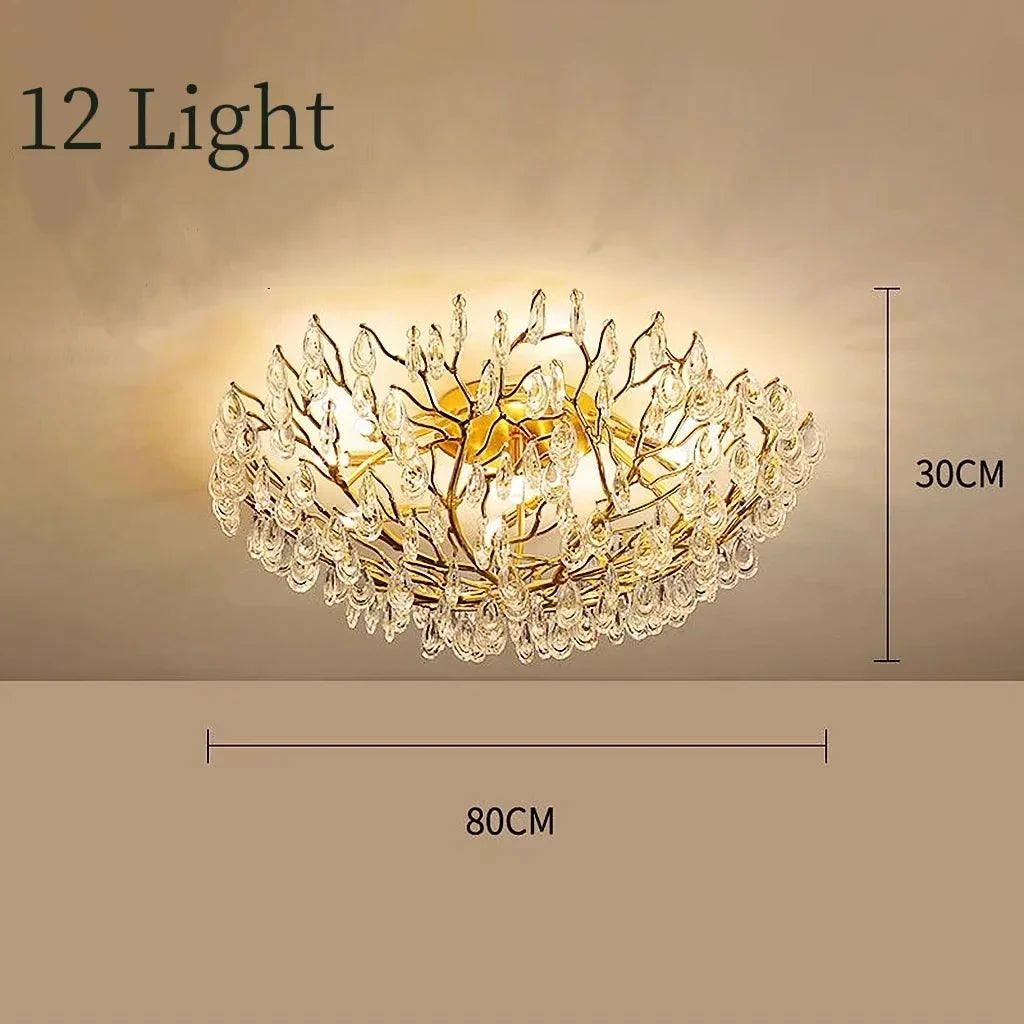 Modern LED Crystal Chandelier for Living Room Dining Bedroom Ceiling Light