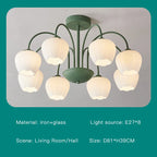 Modern Green White Branch Ceiling Chandelier for Living Room Bedroom Dining Loft