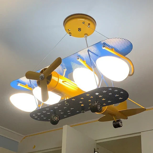 Cartoon Aircraft Ceiling Fan Light for Modern Children's Bedroom