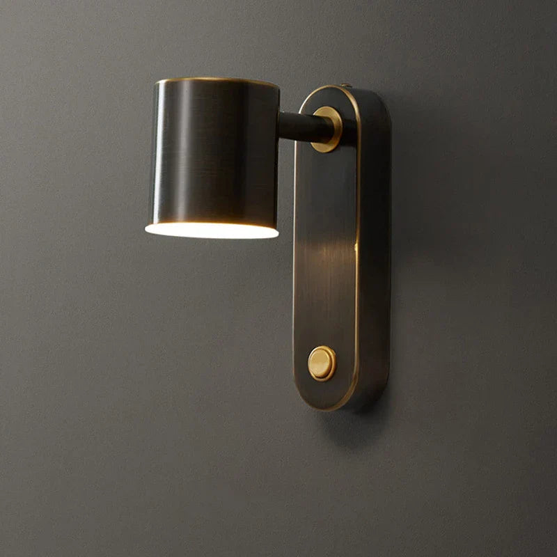 Nordic Brass Wall Lamp with Switch, Modern Minimalist Indoor LED Wall Light