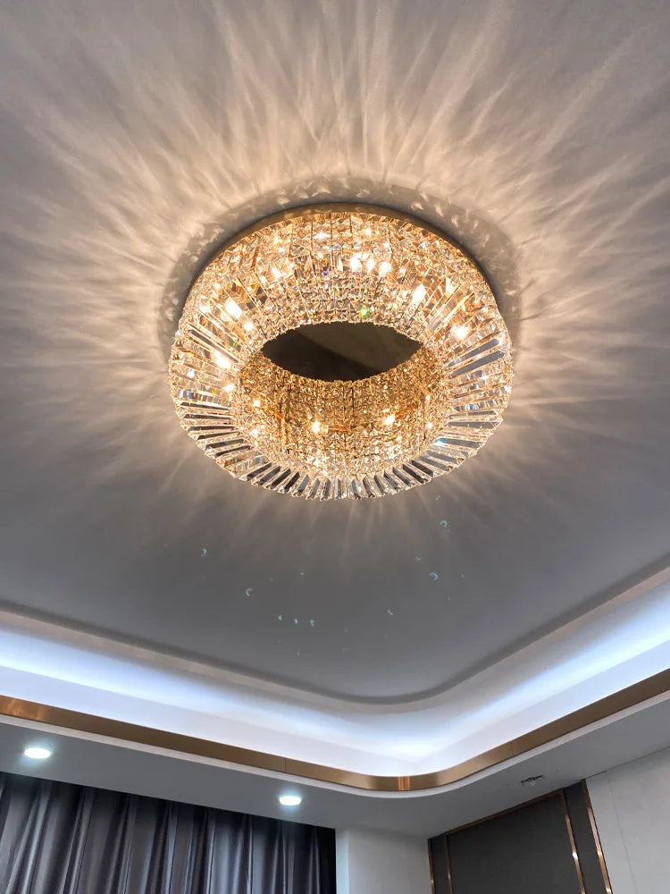 Luxury Crystal LED Ceiling Light for Bedroom & Living Room
