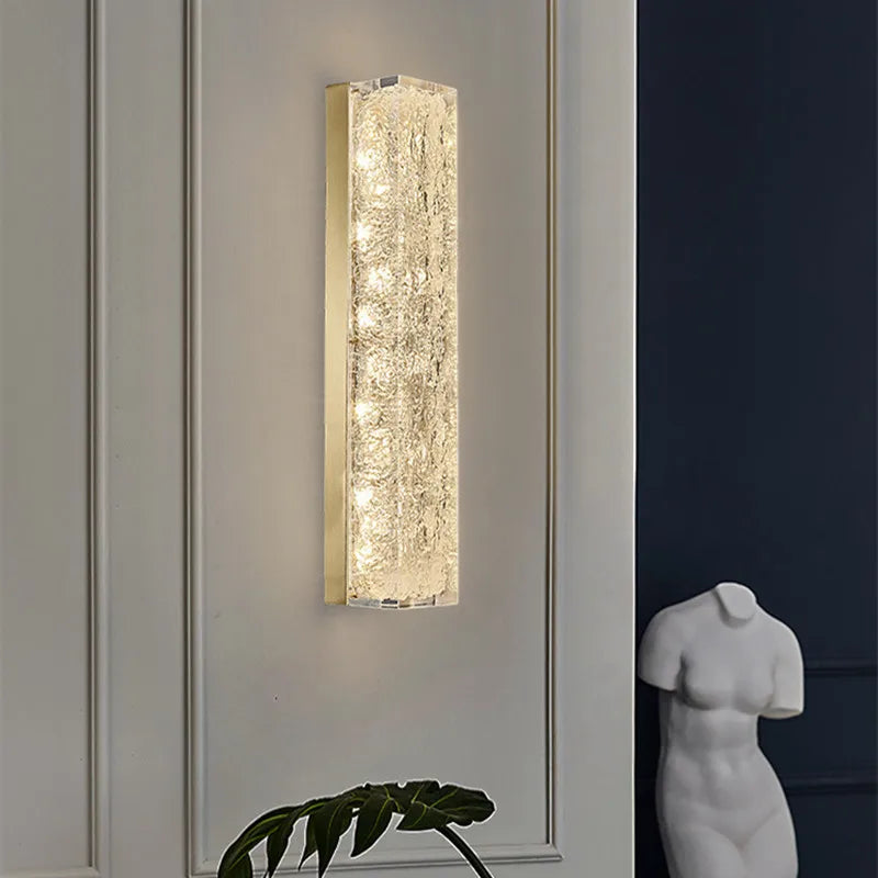 Copper Crystal LED Wall Lamp for Living Room, Postmodern Bedside Light