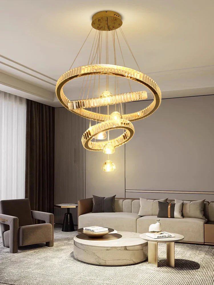 Luxury Crystal Ring Chandelier - Elegant Pendant Light Fixture for Living Room