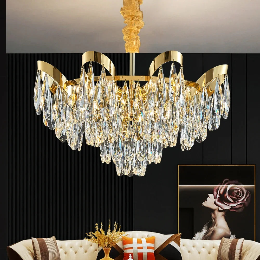 LED Sunflower Crystal Ceiling Chandelier for Home Decor and Lighting Fixture