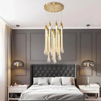 3W Round Stairs LED Chandelier: K9 Crystal, Metal Fixture, DIY Lamp for Villa