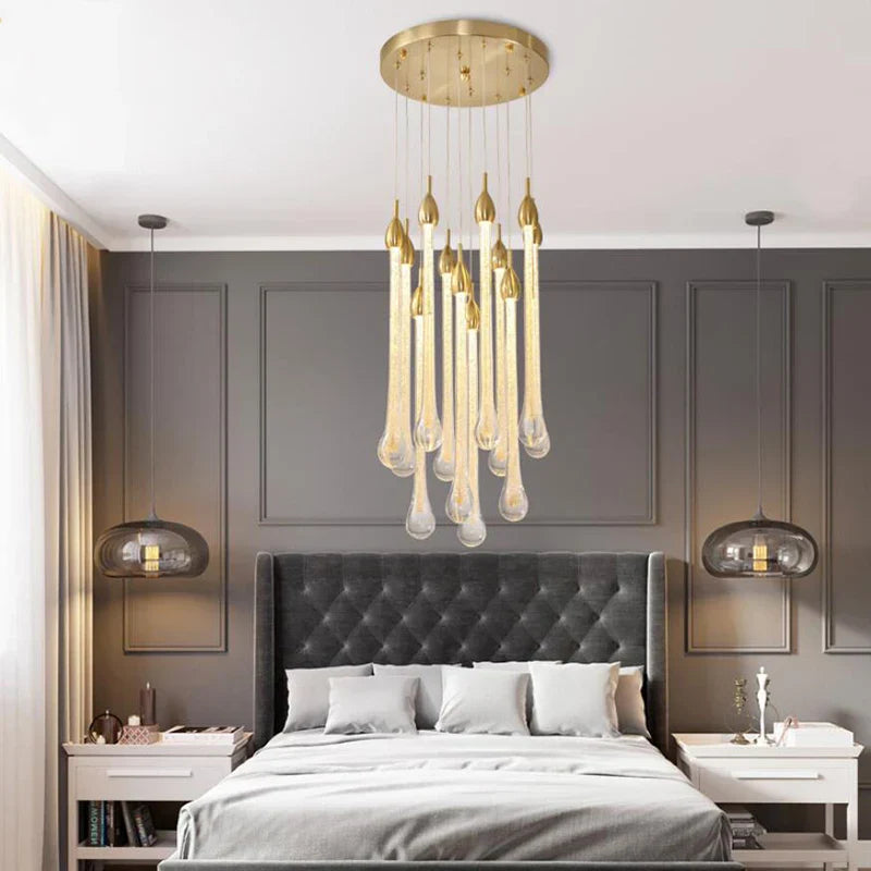 3W Round Stairs LED Chandelier: K9 Crystal, Metal Fixture, DIY Lamp for Villa