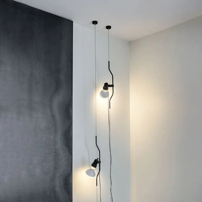 Pendant Lamp: Adjustable Black Line Bedroom Lighting