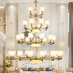 Copper Jade Chandelier: Elegant Wind Light for Living Room, Restaurant, or Tea Room