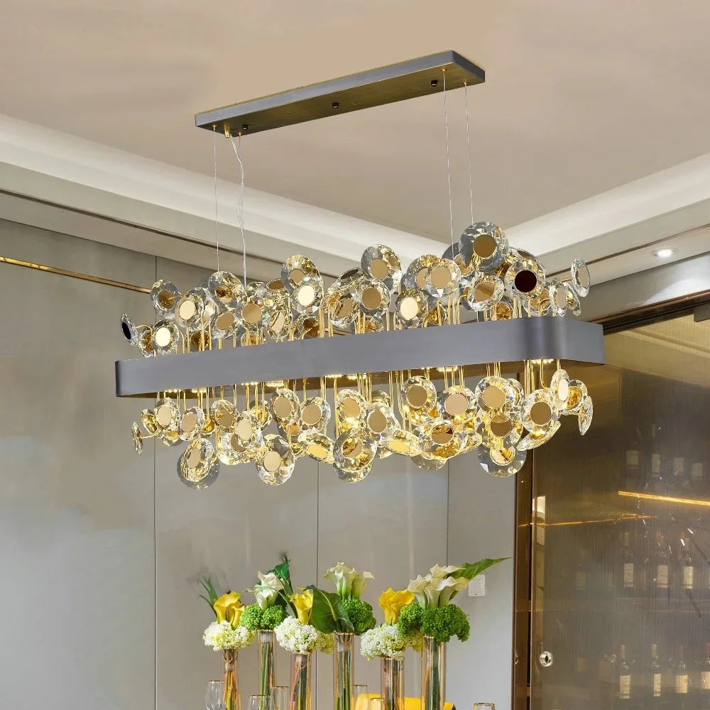 Crystal Pendant Chandelier: Modern Luxury for Living Room, Kitchen Island, Indoor Lighting