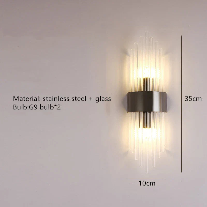 Crystal LED Wall Lamp Stainless Steel Sconces for Bedroom Dining Room