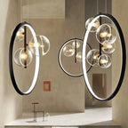 Metal Ring Glass Pendant Light for Home Interior Decoration