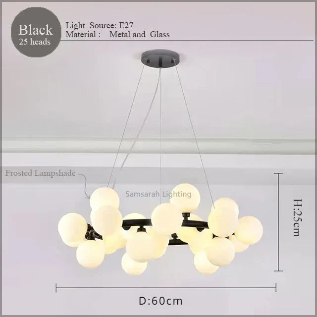 LED Glass Chandelier Pendant Lamp for Living Room Dining Room Lighting