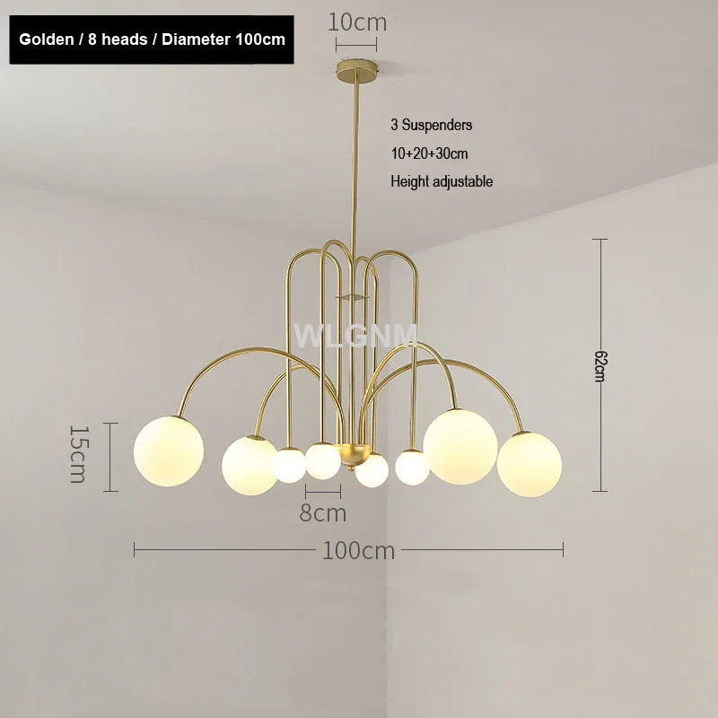 Glass Ball Chandelier: Modern Living Room Dining Kitchen Light Fixtures