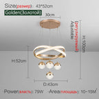 Modern Art Three-Head Chandelier for Dining Room and Bedroom