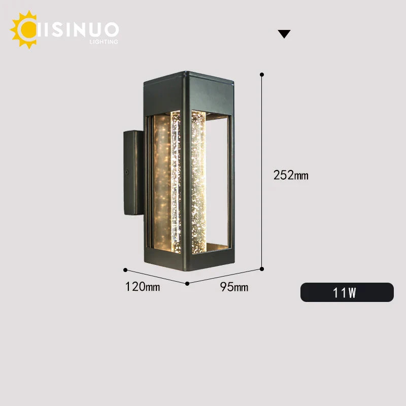 Crystal Bubble Glass Wall Lamp 11W LED Outdoor Sconce IP65 Garden Light