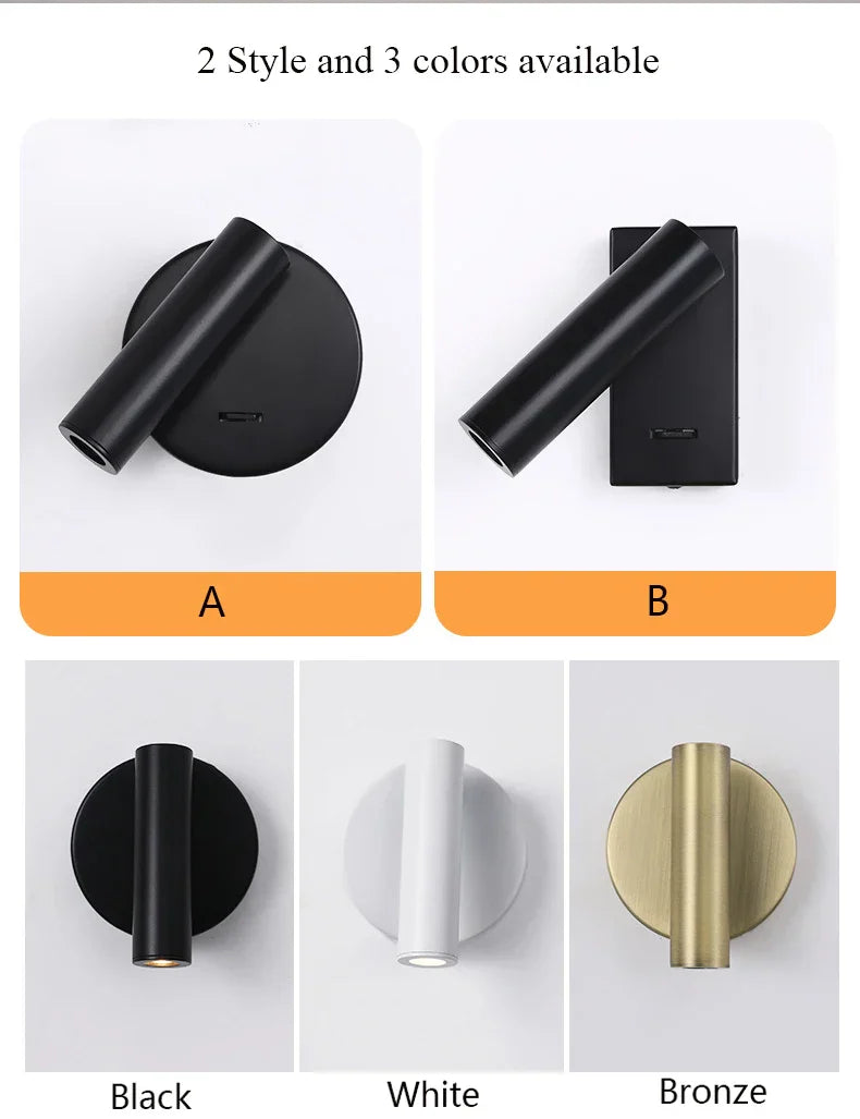 Bedroom Wall Lamp Surface Spotlight Indoor Reading Sconce Lights