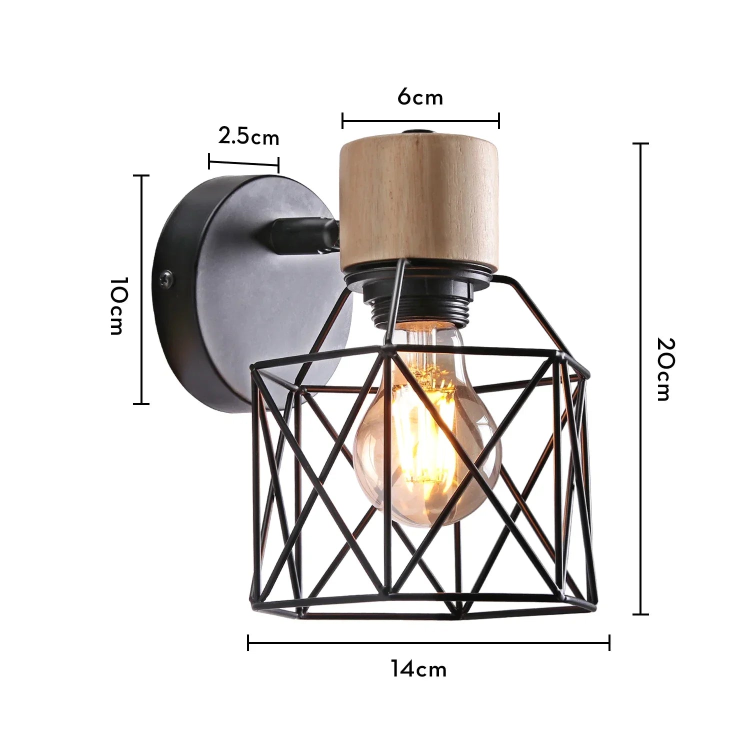 Nordic Wood Sconce Lights E27 for Bedroom Living Room, LED Wall Lamp Home Decor