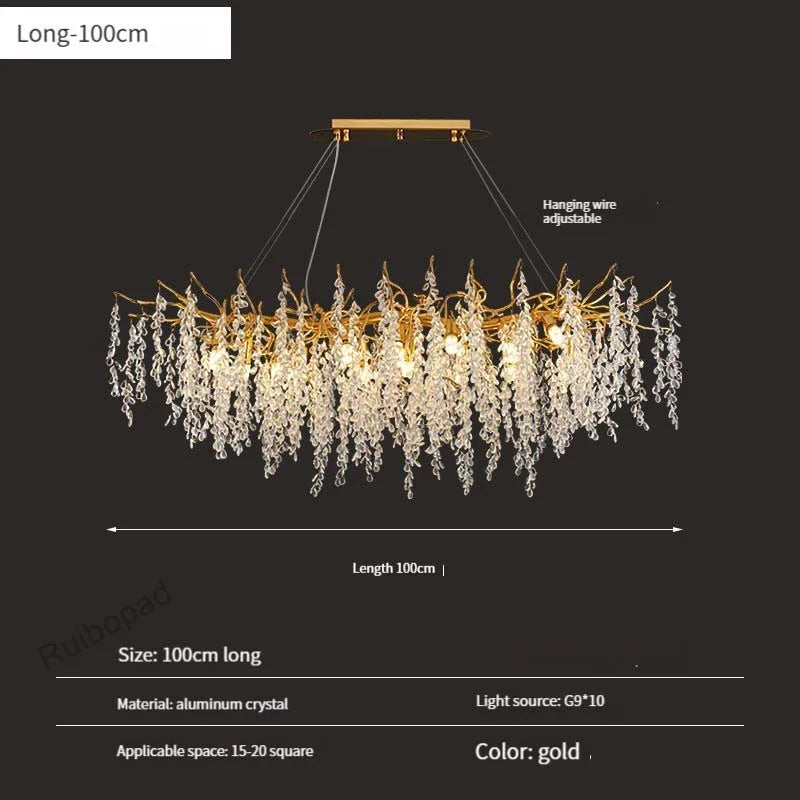 Gold Crystal Grapes Chandelier for Dining Living Room Bedroom