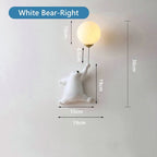 Kids Bear Wall Light Moon Decor for Girl Bedroom