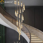 Modern LED Staircase Chandelier for Living Room Villa Duplex Building Rotation