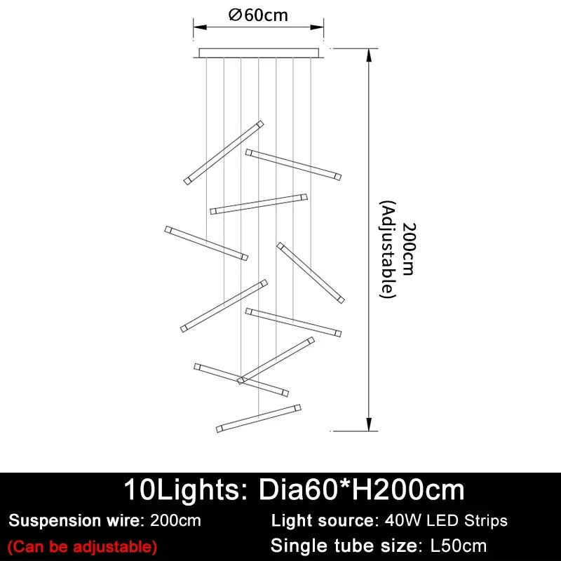 Modern Tube Design LED Chandelier - Gold/Chrome/Black Luxury Home Decor & Kitchen Lighting