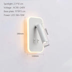 LED Wall Lamp USB Charging Bedroom Hotel Bedside Reading Sconce Switch