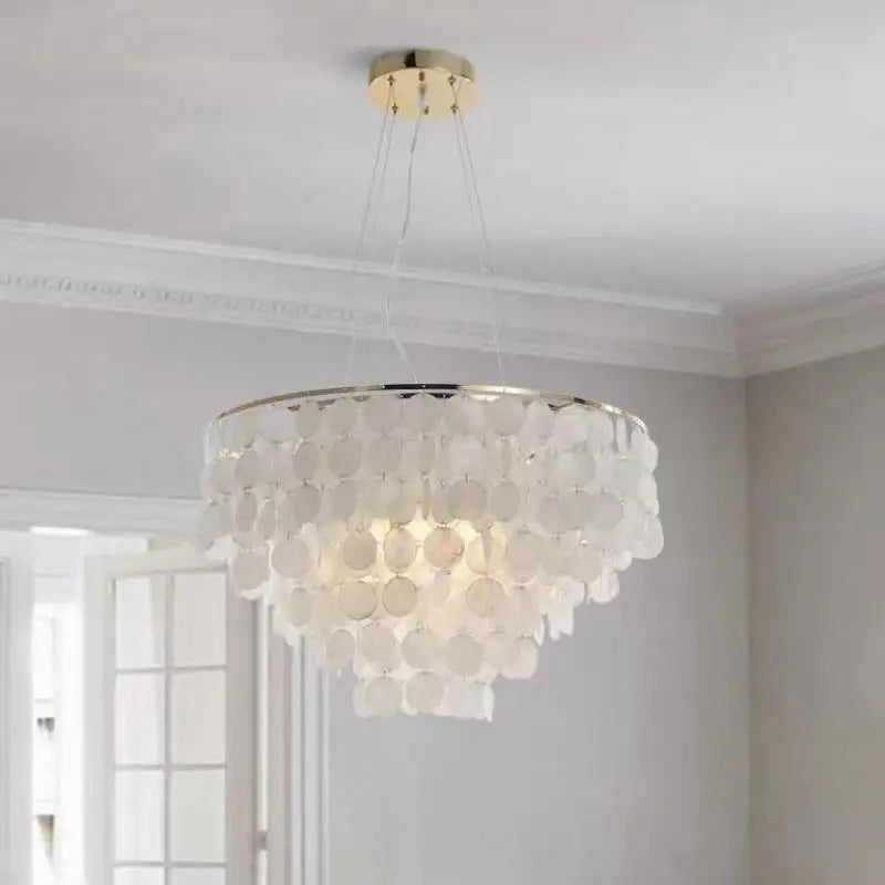 Gold Shell Chandelier Lanterns for Living Room, Restaurant, and Bedroom