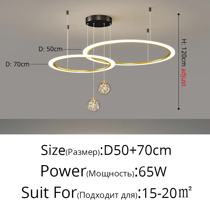 LED Circle Ring Ceiling Chandelier Pendant Lamp for Living Room, Bedroom, Kitchen