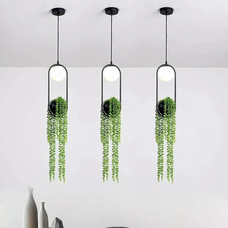 Nordic Plant Pendant Lights for Dining Room Home Decor - LED Hanging Flower Lamp