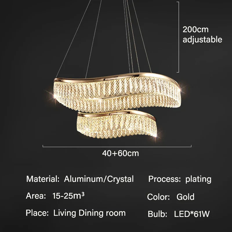 Crystal Chandelier Luxury LED Lighting for Living Dining Kitchen Bedroom