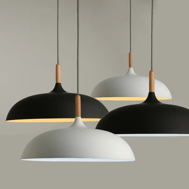 Minimalist Wooden & Aluminum Pendant Lamp for Living Room, Bedroom, Study & Corridor