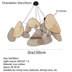 Hand Made Rattan Art Pendant Chandelier for Modern Living Room, Dining Room, Bedroom.