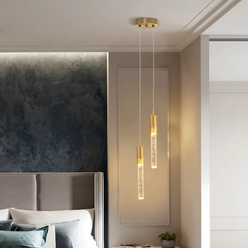Modern Crystal LED Pendant Chandelier for Bedside Dining Living Room