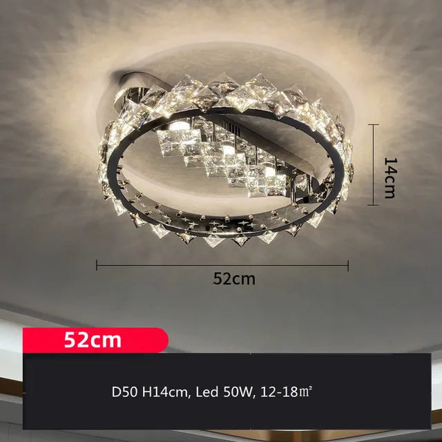 LED Crystal Ceiling Light: Stylish Dimmable Chrome Fixture for Living, Dining, Bedroom
