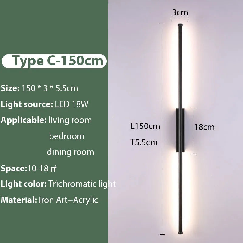 Black Iron LED Wall Lamp for Living Room, Bedside, TV Background - 110v 240v