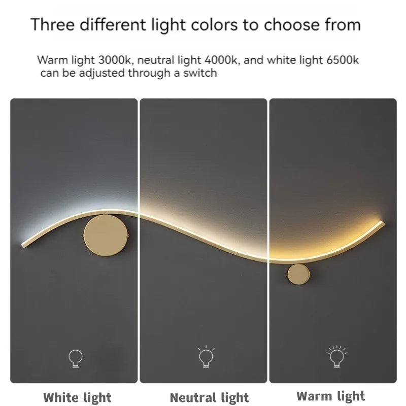 Modern Brass LED Wall Lamp, Nordic Copper Interior Light for Living Room, Bedroom, Stairs